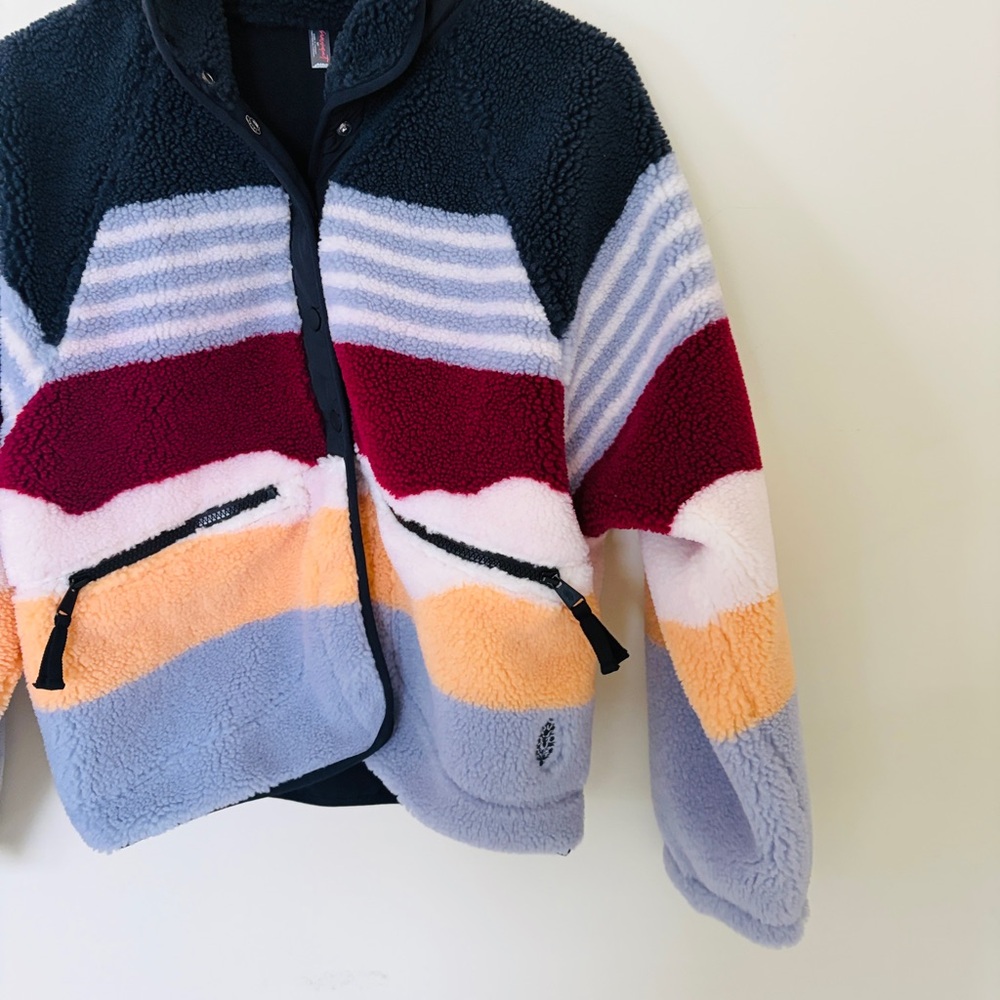 NWOT $198 Free People Hit the Slopes Printed Fleece Jacket S - Picture 4 of 11